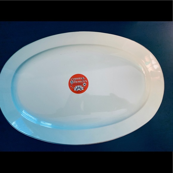 Vintage 70s Enamelware Floral Serving Dish Dinner Party Autumn Fall Platter - Picture 2 of 5